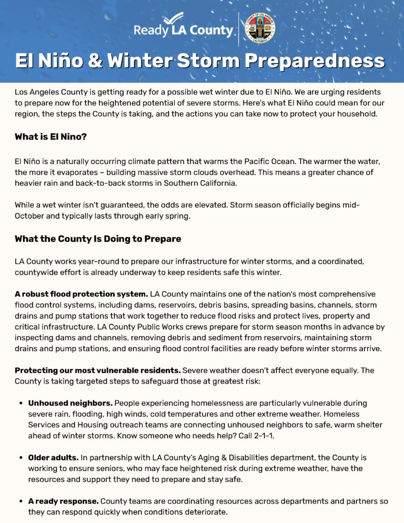 El Niño & Winter Storm Preparedness 1
